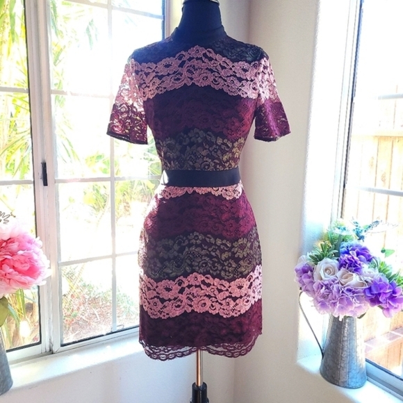 ππ Ted Baker Jaseyy Sheath Lacey Dress Crew Neck Short-Sleeve PTP: 20" - Picture 2 of 16